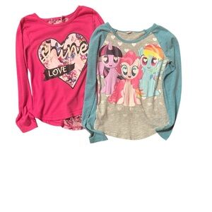 💥Pink and Gray Long Sleeve Shirts with Cartoon Characters